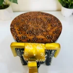 Handpainted Wooden Elephant Stool Multicolor Decorative Figurine Mini Side Table | Indian Ethnic Handicraft for Home & Office Decor - Image 3