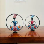 Metal Multicolor Rajasthani Decorative Ring Sardar Musician Showpiece, Table Decorative Items for Home, Tv Unit Showpiece, Home Decoration Items (Each Size 9x10 Inch)