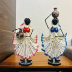 Metal Rajasthani Matka Doll Musicians Set of 2 Showpiece, Table Decorative Items, Decorative Items for Home, Vintage Showpiece, Home Decoration Items (Size 8x14 Inch)