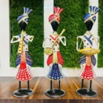 Set of 3 Metal Musician Standing Decorative Sardar White Theme Decorative Showpiece Table Decor Home Decor Musician Tabletop Showpiece Gift Item Multicolour (Size 6x8 Inch) - Image 5