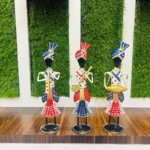 Set of 3 Metal Musician Standing Decorative Sardar White Theme Decorative Showpiece Table Decor Home Decor Musician Tabletop Showpiece Gift Item Multicolour (Size 6x8 Inch) - Image 4