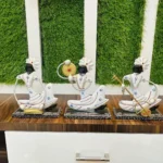 Set of 3 Metal Musician Langa Sardar White Theme Decorative Showpiece Table Decor Home Decor Musician Tabletop Showpiece Gift Item Multicolour (Size 6x8 Inch) - Image 6