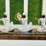 Set of 3 Metal Musician Langa Sardar White Theme Decorative Showpiece Table Decor Home Decor Musician Tabletop Showpiece Gift Item Multicolour (Size 6x8 Inch) - Image 2