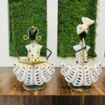 Set of 2 Metal Musician Couple Tealight White Theme Decorative Showpiece Table Decor Home Decor Musician Tabletop Showpiece Gift Item Multicolour (Size 5x8 Inch) - Image 6