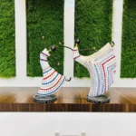 Set of 2 Metal Musician Dancing Lady White Theme Decorative Showpiece Table Decor Home Decor Musician Tabletop Showpiece Gift Item Multicolour (Size 6x11 Inch) - Image 2