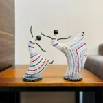 Set of 2 Metal Musician Dancing Lady White Theme Decorative Showpiece Table Decor Home Decor Musician Tabletop Showpiece Gift Item Multicolour (Size 6x11 Inch)
