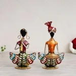 Antique Table Top Decor Metal Musician Playing Multicolor Instrument for Home Decor | Office | Decoration | Gifting | Set of 2