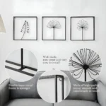 Miracle Craft - Black Metal Flower Wall Art Set of 3 Minimalist Plant Theme Hanging Decor for Living Room Kitchen Bathroom Bedroom Office (Size 16x16 Inch Each) - Image 4