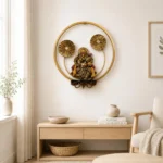 Miracle Craft - Decorative Ganesha Wall Art with Diya Holder Golden Frame Handmade Religious Sculpture for Home Temple Living Room Festive Decoration (Size 15x15 Inch) - Image 7