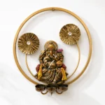 Miracle Craft - Decorative Ganesha Wall Art with Diya Holder Golden Frame Handmade Religious Sculpture for Home Temple Living Room Festive Decoration (Size 15x15 Inch)