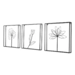 Miracle Craft - Elegant Black Iron Flower Wall Decor Set of 3 Minimalist Botanical Artwork Hanging for Living Space Bathroom Bedroom Office (Size 16x16 Inch Each) - Image 4