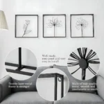 Miracle Craft - Elegant Black Iron Flower Wall Decor Set of 3 Minimalist Botanical Artwork Hanging for Living Space Bathroom Bedroom Office (Size 16x16 Inch Each) - Image 3