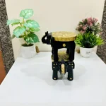 Set of 2 Handcrafted Wooden Elephant Stool Brass Fitted Painted Showpiece & Candle Holder | Colorful Side Table for Home & Office Decor - Image 7
