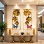 Miracle Craft - Handcrafted Iron Leaf Wall Art Set of 2 Multicolor Vertical Frames Large Abstract Hanging Decor for Living Room Bedroom Kitchen Office (Size 12x34 Inch)
