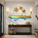 Miracle Craft - Handcrafted Metal Seven Running Horses Wall Art Multicolor Floral Frame Large Decor 50x31 Inch Living Room Office - Image 4