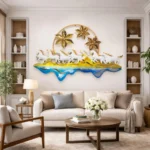 Miracle Craft - Handcrafted Metal Seven Running Horses Wall Art Multicolor Floral Frame Large Decor 50x31 Inch Living Room Office - Image 3