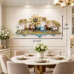 Miracle Craft - Handcrafted Metal Seven Running Horses Wall Art Multicolor Floral Frame Large Decor 51x29 Inch Living Room Office - Image 3