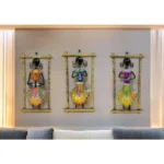 Rajasthani Handmade Musician Wall Decor Frames Handmade Multicolor Metal Showpieces for Living Room & Bedroom Decoration (Set of 3) - Image 4