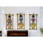 Rajasthani Handmade Musician Wall Decor Frames Handmade Multicolor Metal Showpieces for Living Room & Bedroom Decoration (Set of 3) - Image 3