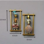 Rajasthani Musician Couple Sardar Doll Wall Decor Frames Multicolor Metal Handmade Showpieces for Living Room & Bedroom Decoration (Set of 2) - Image 5