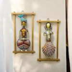 Rajasthani Musician Couple Sardar Doll Wall Decor Frames Multicolor Metal Handmade Showpieces for Living Room & Bedroom Decoration (Set of 2)