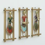 Set of 3 Rajasthani Handmade Musician Wall Decor Frames Handmade Multicolor Metal Showpieces for Living Room & Bedroom Decoration - Image 4