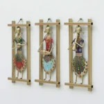 Set of 3 Rajasthani Handmade Musician Wall Decor Frames Handmade Multicolor Metal Showpieces for Living Room & Bedroom Decoration - Image 3