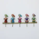 Handpainted Metal Sardar Musician Key Holder Decorative Wall Hanger with 5 Hooks, Multicolor Art for Home, Entryway & Office Decor - Image 4