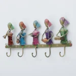 Handpainted Metal Sardar Musician Key Holder Decorative Wall Hanger with 5 Hooks, Multicolor Art for Home, Entryway & Office Decor - Image 3