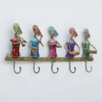 Handpainted Metal Sardar Musician Key Holder Decorative Wall Hanger with 5 Hooks, Multicolor Art for Home, Entryway & Office Decor - Image 2