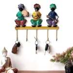 Handpainted Metal Musician Key Holder Decorative Wall Hanger with 5 Hooks, Multicolor Art for Home, Entryway & Office Decor
