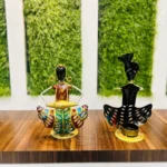 Metal Handmade Multicolor Tabletop Rajasthani Tribal Musician Couple Tealight Candle Holder Decorative Wrought Iron Showpiece for Home Decor - Image 4