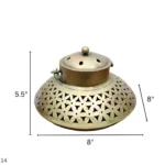 Iron Degchi Dhoop Holder and Tea Light Holder for Home and Pooja Room Decor with Wall Hanging Stand and Brass Bells (8(L) x 8(B) x (H) inches, Antique Golden Brown). - Image 6