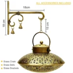 Iron Degchi Dhoop Holder and Tea Light Holder for Home and Pooja Room Decor with Wall Hanging Stand and Brass Bells (8(L) x 8(B) x (H) inches, Antique Golden Brown). - Image 5