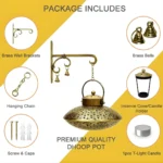 Iron Degchi Dhoop Holder and Tea Light Holder for Home and Pooja Room Decor with Wall Hanging Stand and Brass Bells (8(L) x 8(B) x (H) inches, Antique Golden Brown). - Image 4
