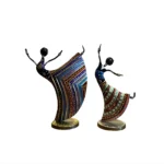 Metal Multicolor Rajasthani Musician Dancing Doll Showpiece, Table Decorative Items for Home, Antique Gift Items, Tv Unit Showpiece, Home Decoration Items (Set of 2) - Image 3
