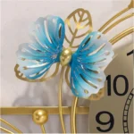 Metal Peacock Leaf Wall Clock – Multicolor Floral Metal Wall Art - Image 5